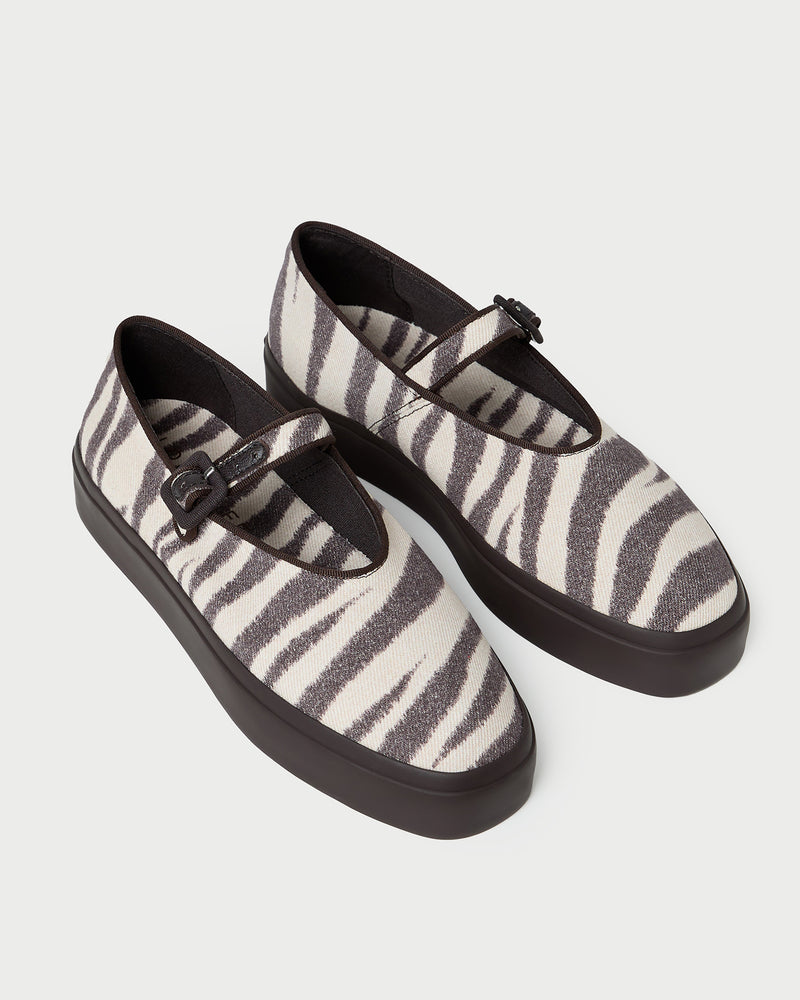 Cooper Mary Jane sneaker in dark brown zebra canvas