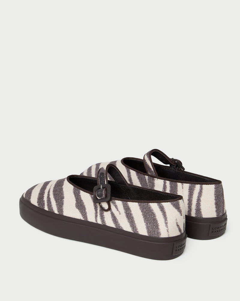 Cooper Mary Jane sneaker in dark brown zebra canvas