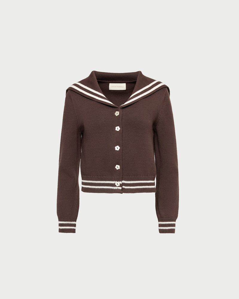 Cove Sweater in brown wool.