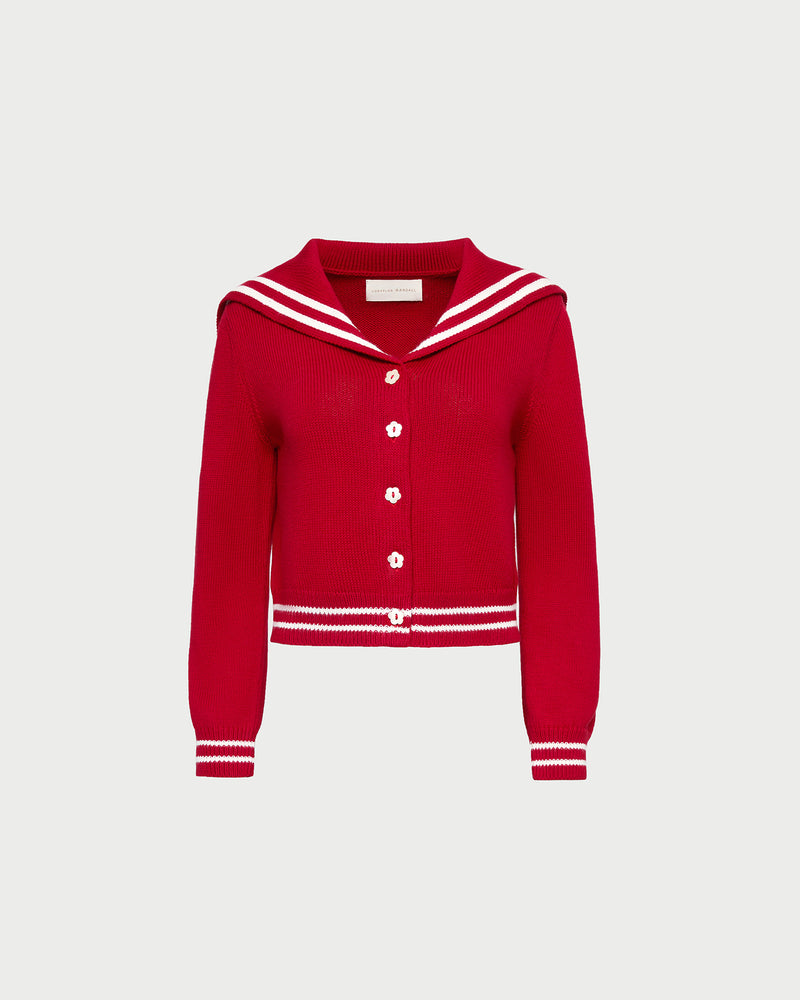 Cove Sweater in red wool.