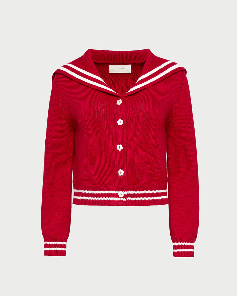 Cove Sweater in red wool.