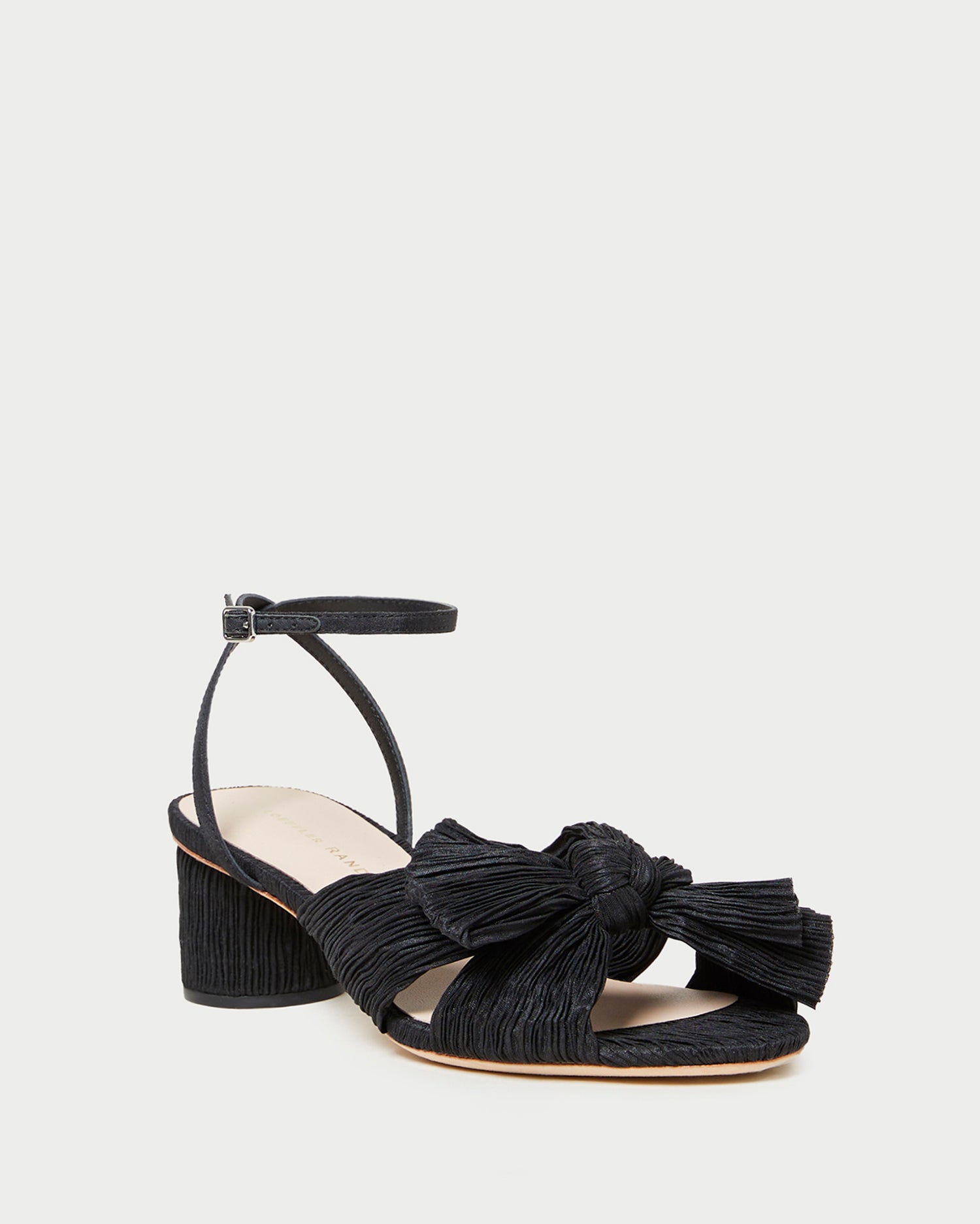 Dahlia Black Pleated Bow Heel | Heeled Sandals | Footwear