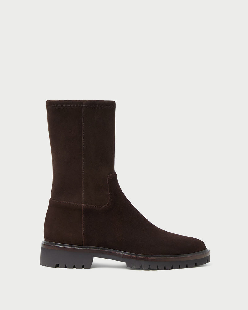Danny Brown Stretch Suede Ankle Boot in brown suede.