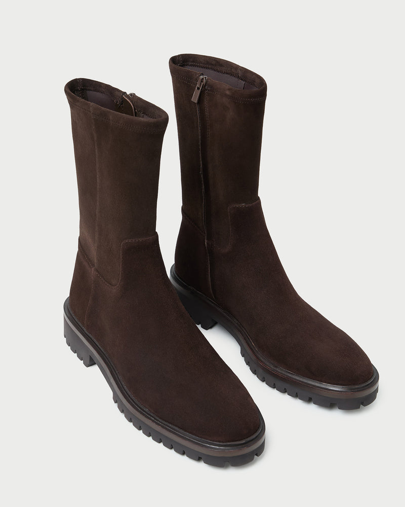 Danny Brown Stretch Suede Ankle Boot in brown suede.