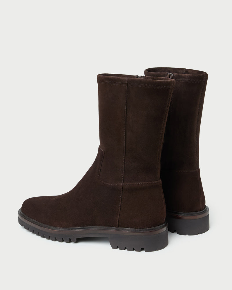 Danny Brown Stretch Suede Ankle Boot in brown suede.