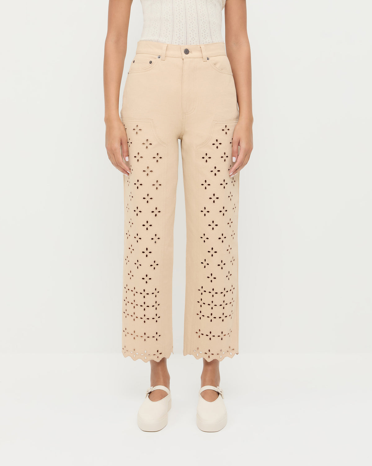 Demi Tan Embroidered Pant | Bottoms | Apparel