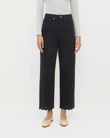 Demi Black Embroidered Pant | Bottoms | Apparel