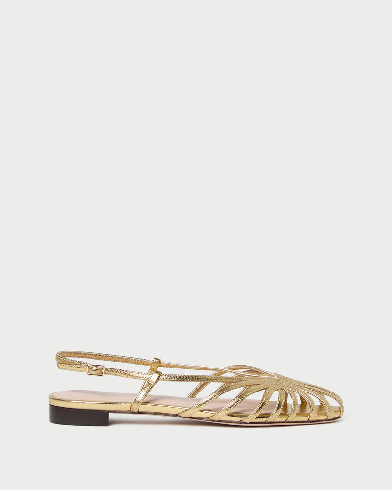 Devon Gold Slingback Sandal in gold leather.