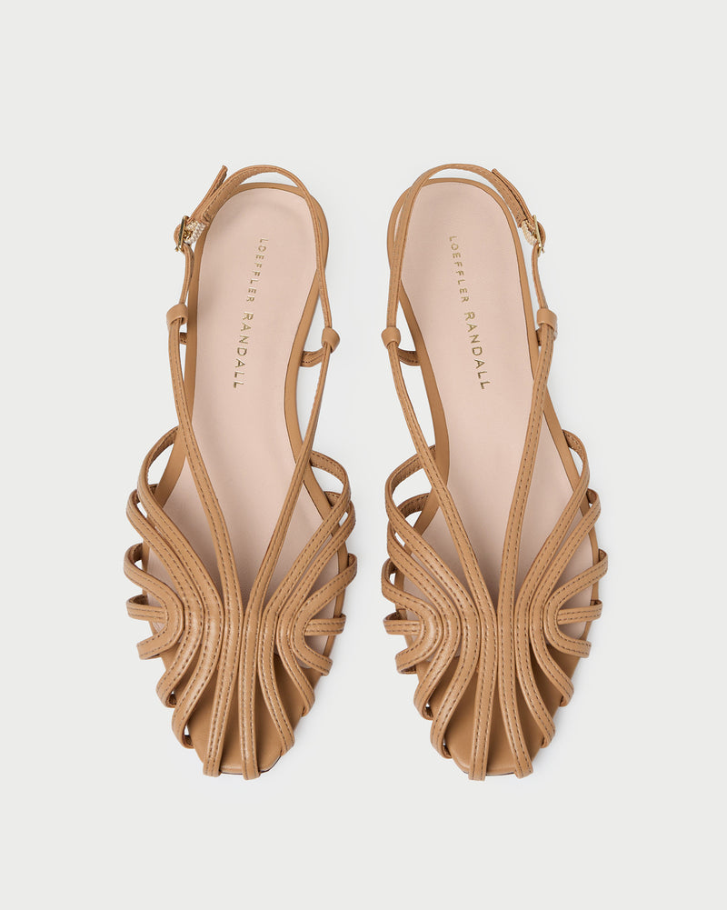 Devon Dune Flat Slingback Sandal in dune tan nappa leather.