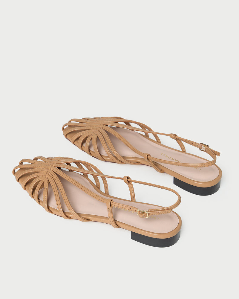 Devon Dune Flat Slingback Sandal in dune tan nappa leather.
