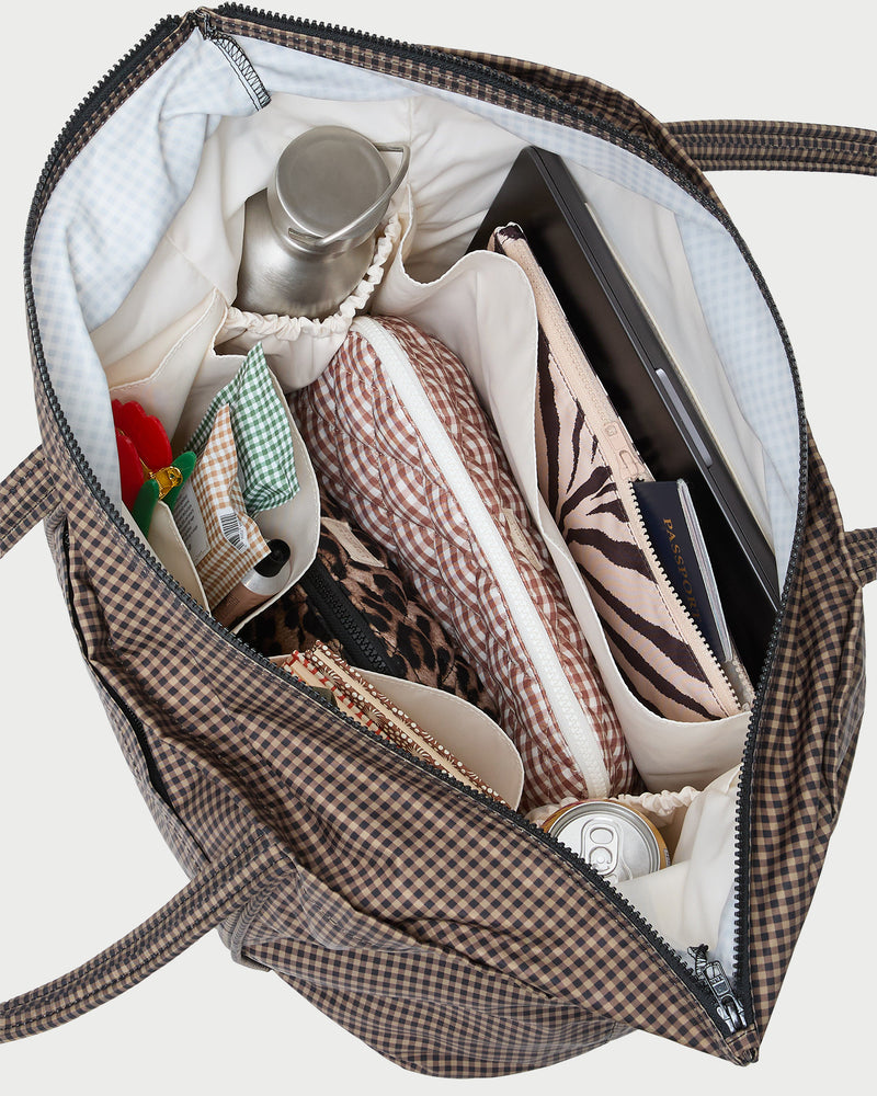 Dina Brown/Black Check Travel Tote