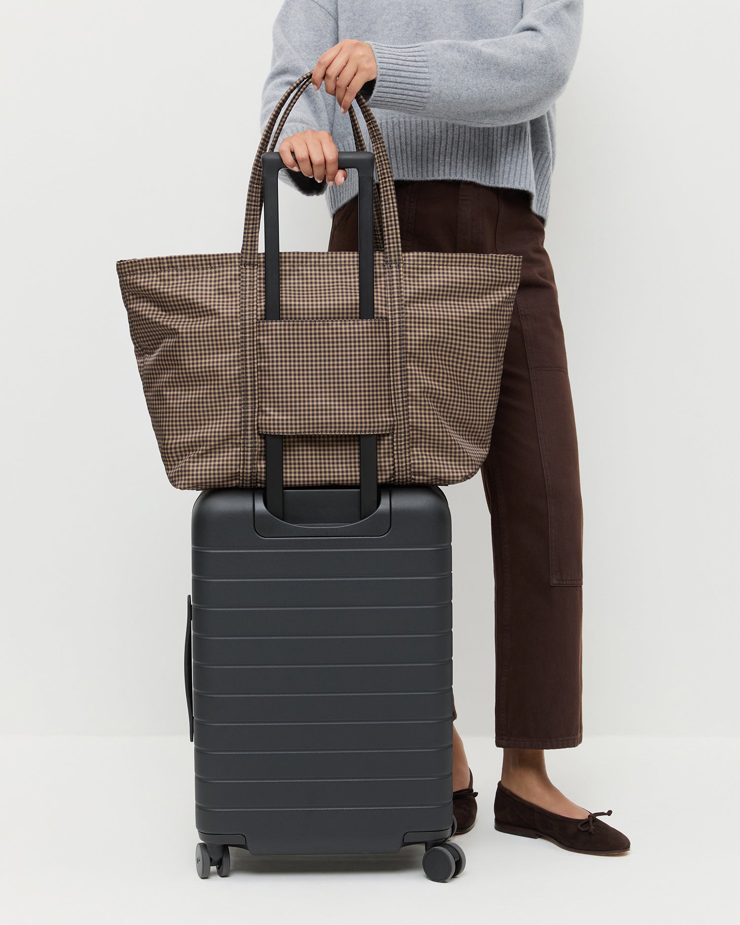 Dina Brown/Black Check Travel Tote | Tote | Handbag
