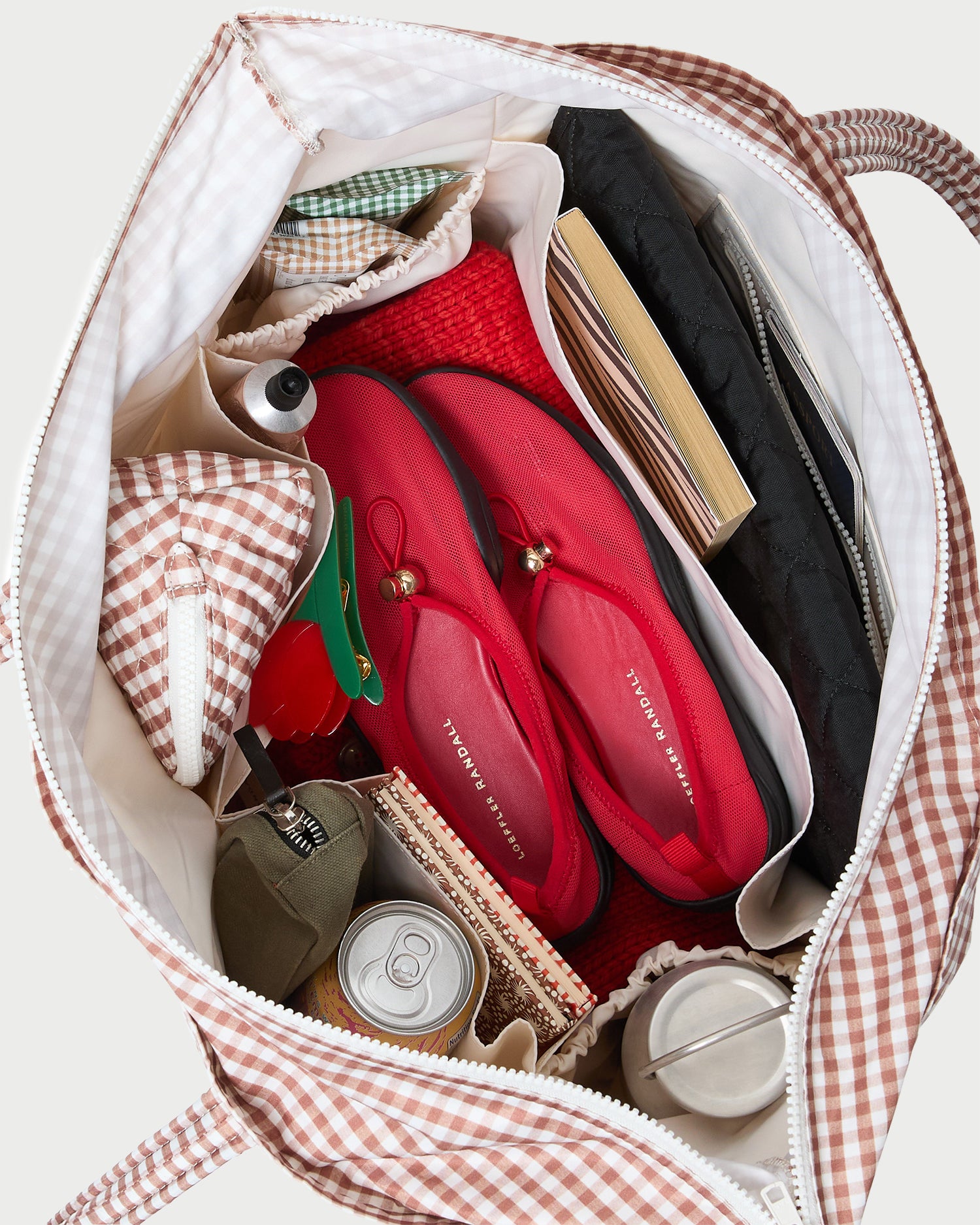 Loeffler Randall Dina Travel Tote in Brown Gingham
