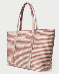 Dina Brown Gingham Travel Tote