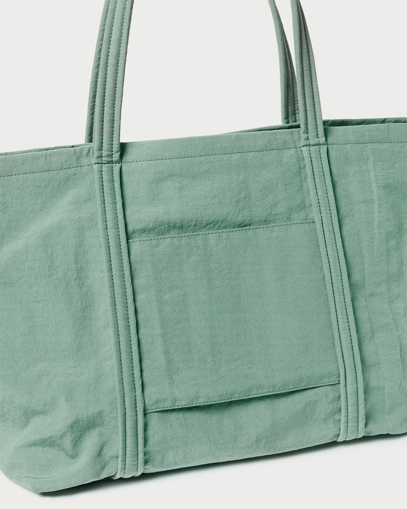 Dina Sage Travel Tote in sage green nylon.