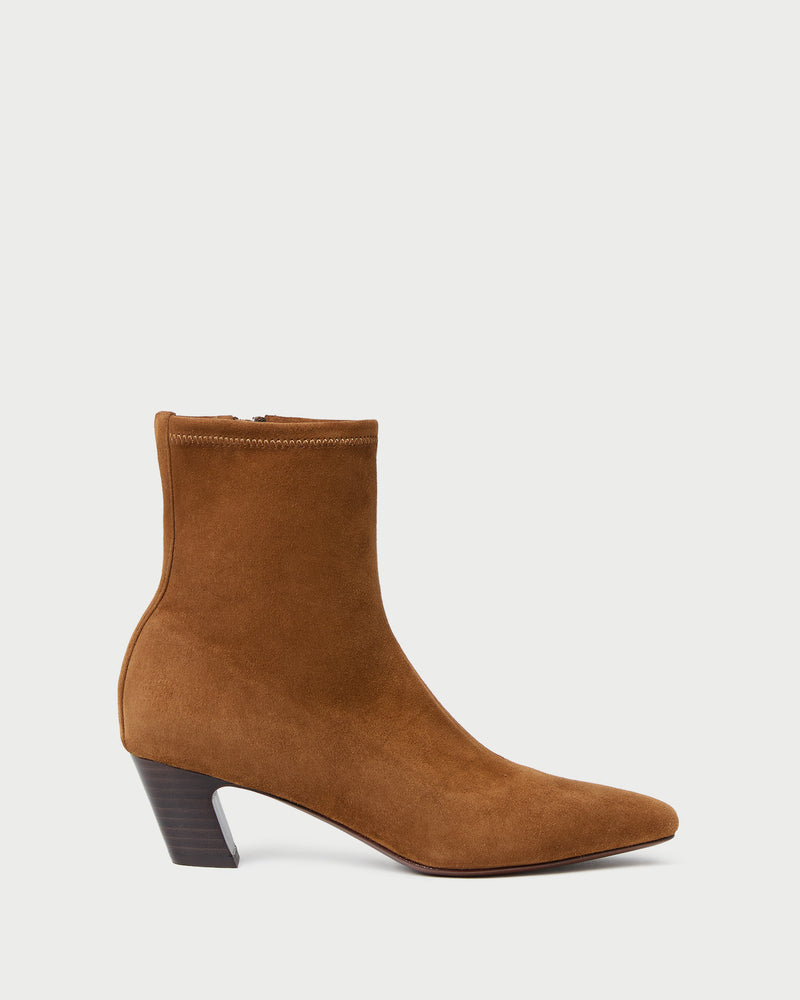 Doria Cacao Suede Ankle Boot in cacao brown suede.