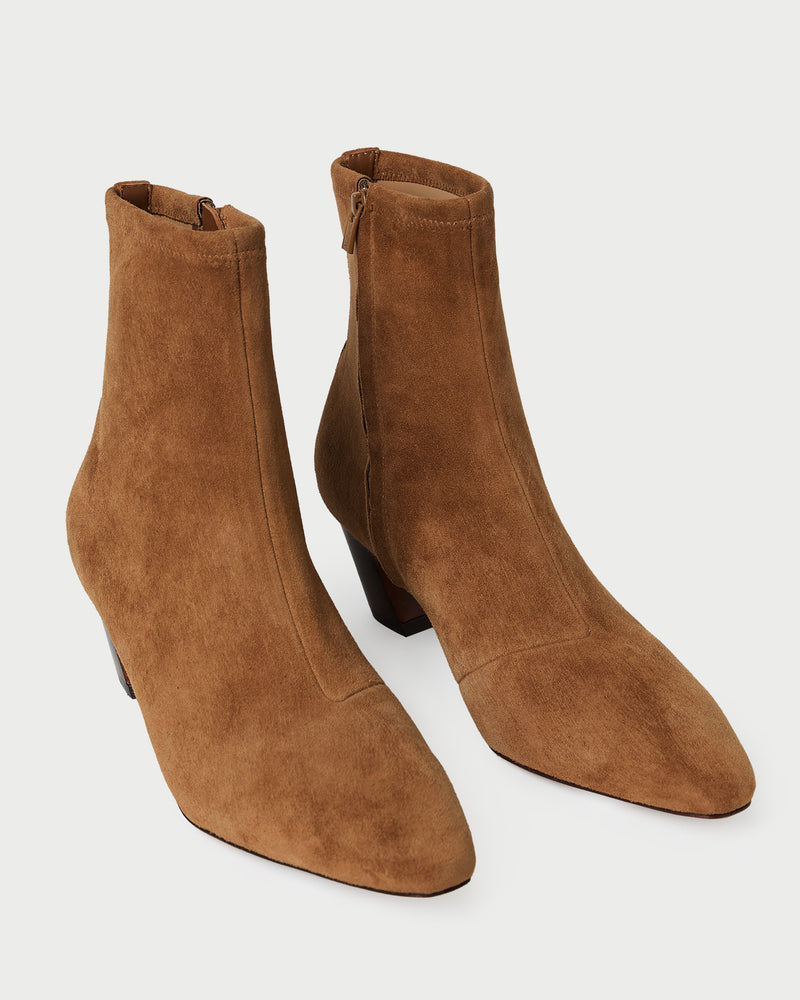 Doria Cacao Suede Ankle Boot in cacao brown suede.