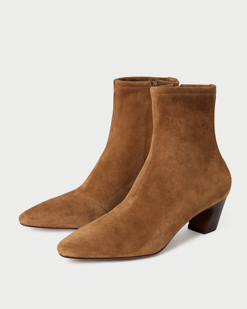 Doria Cacao Suede Ankle Boot in cacao brown suede.