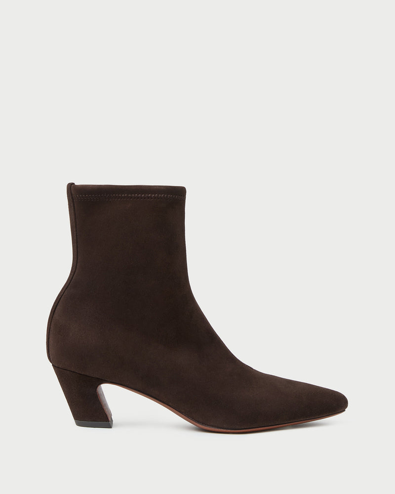 Doria Brown Suede Ankle Boot in brown suede.
