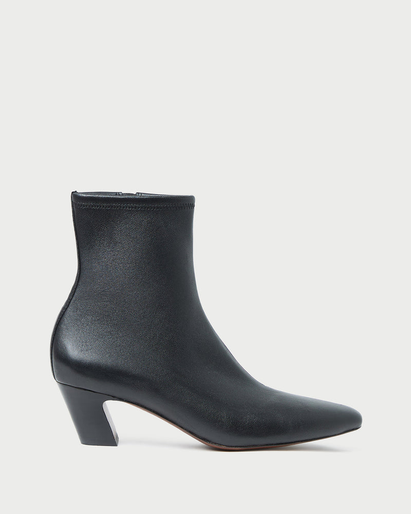 Doria Black Leather Ankle Boot in black leather.