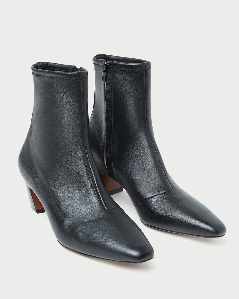 Doria Black Leather Ankle Boot in black leather.