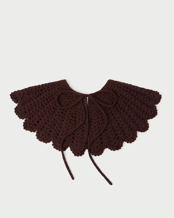 Elio Brown Wool Crochet Collar