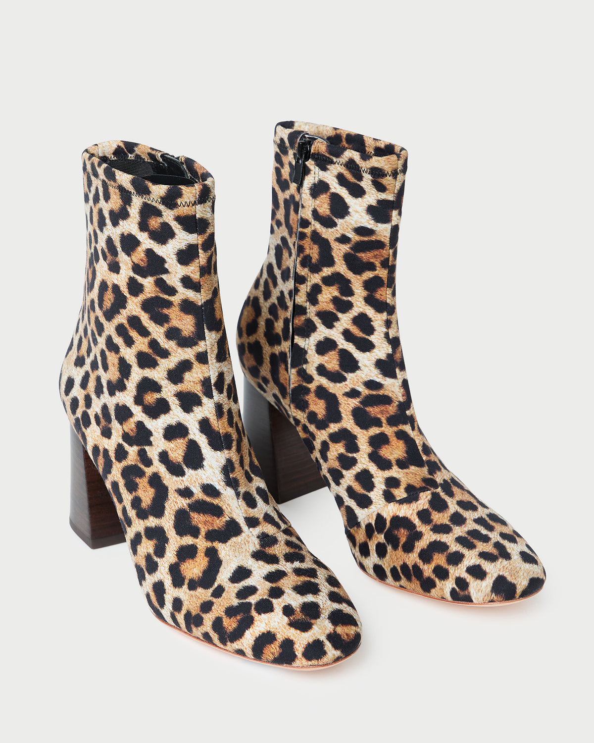 Elise Leopard Jersey Ankle Boot in leopard print jersey.