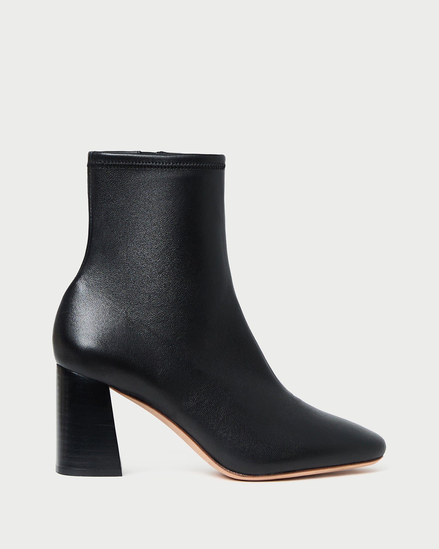 Elise Black Stretch Leather Bootie | Ankle Boots | Footwear