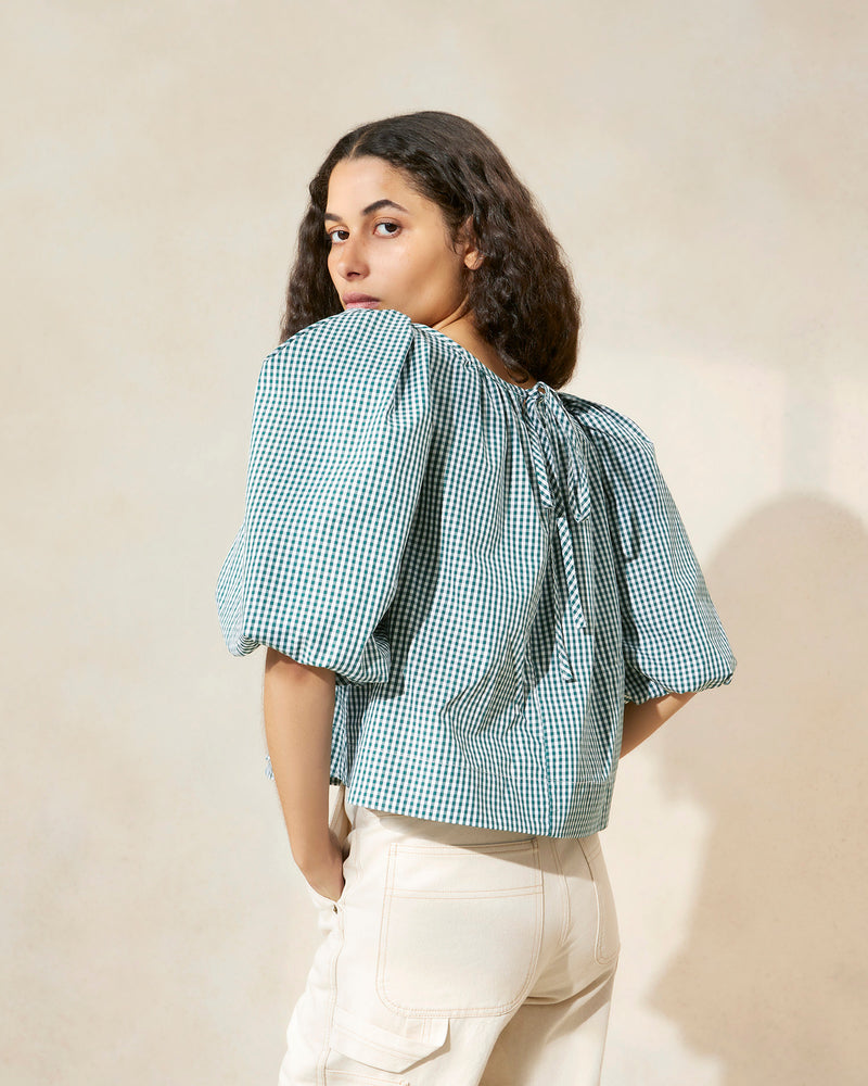 Eliza Green Gingham Tent Blouse