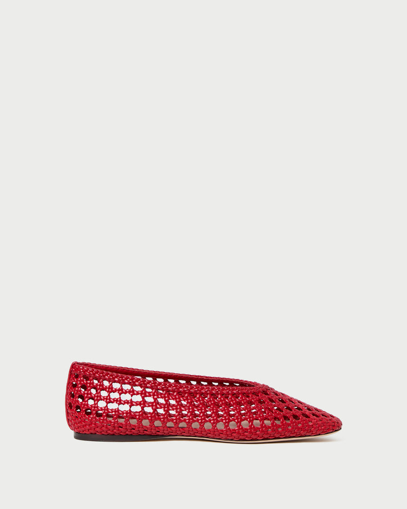 Emery Red Ballet Flat in red leather.