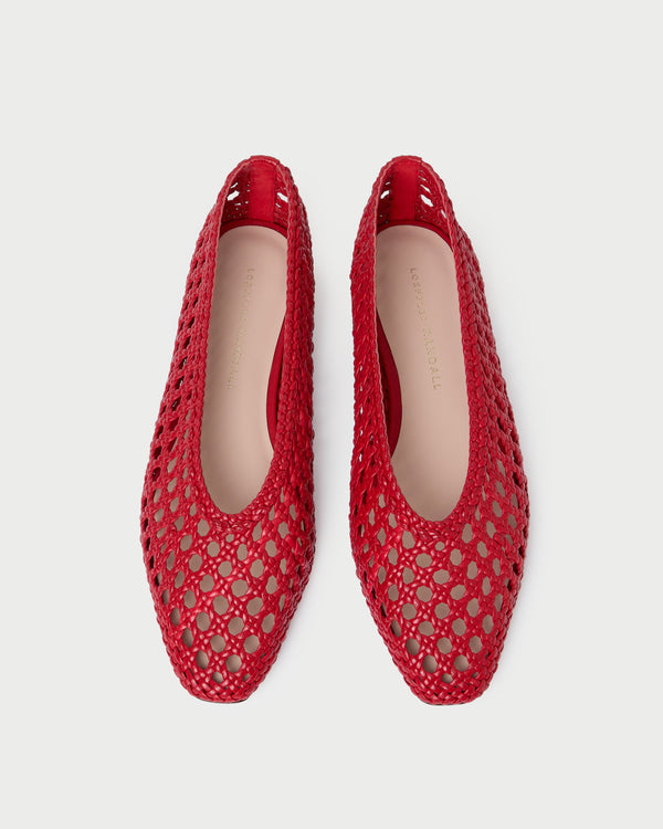 Emery Red Ballet Flat in red leather.