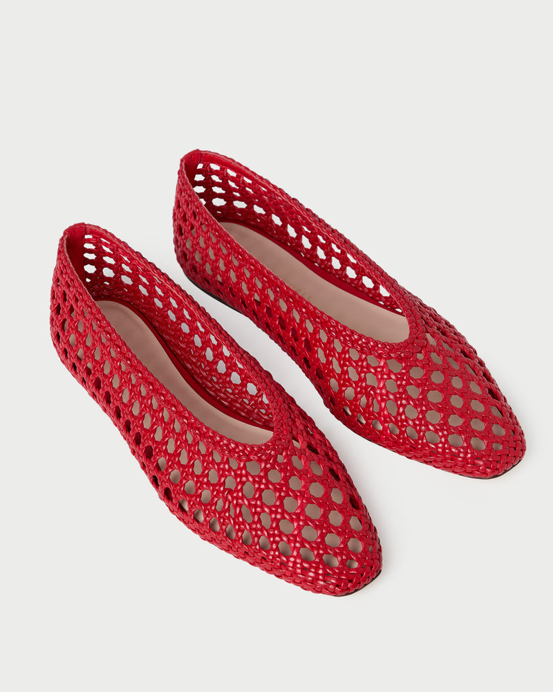 Emery Red Ballet Flat in red leather.