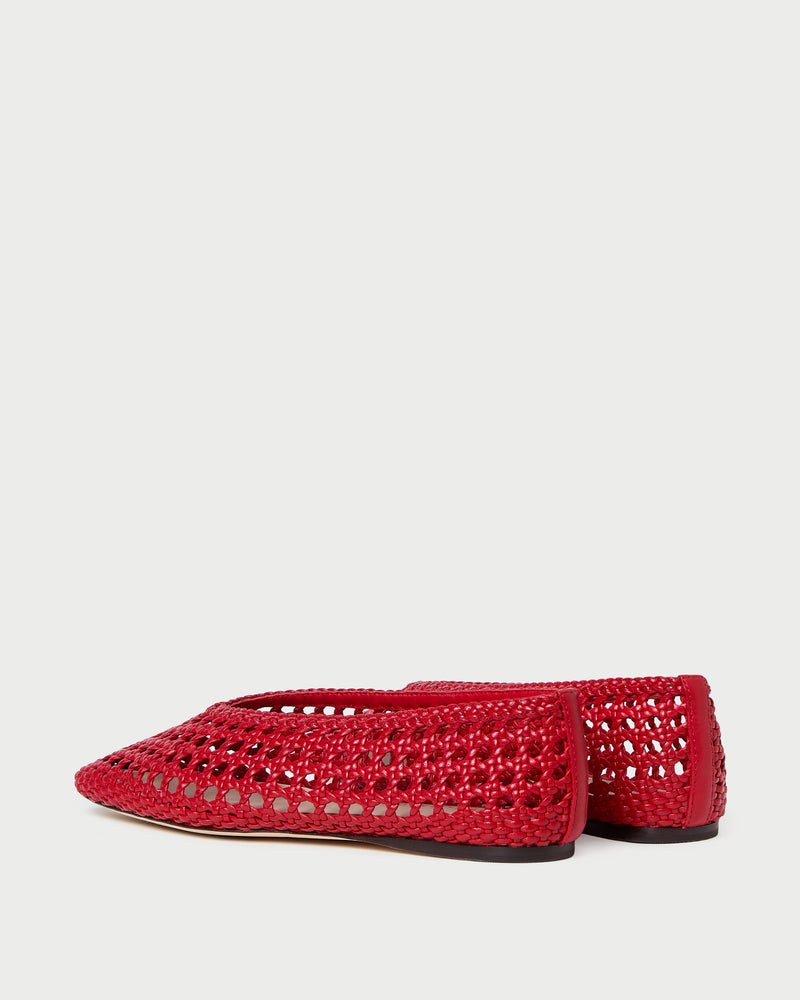 Emery Red Ballet Flat in red leather.
