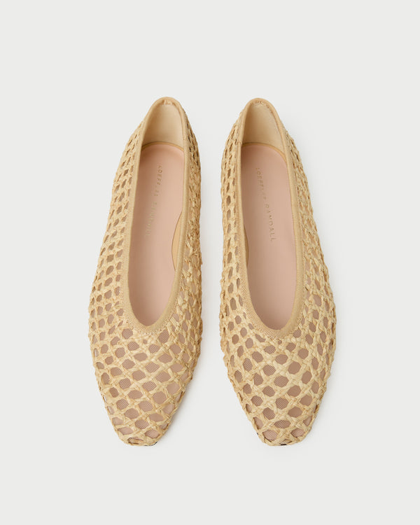 Emery Natural Crochet Ballet Flat in natural crochet raffia.