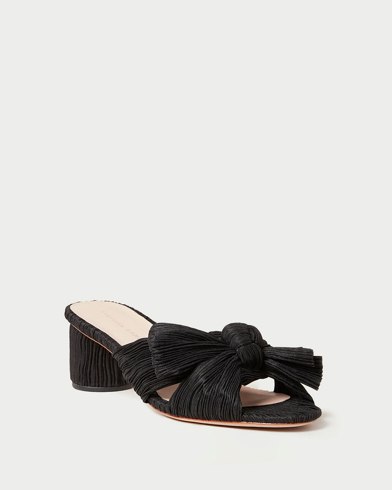 Emilia Black Pleated Bow Heel
