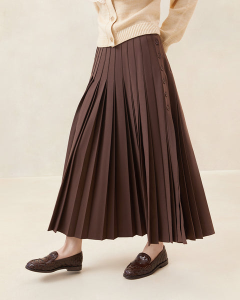 Emlyn Espresso Pleated Skirt