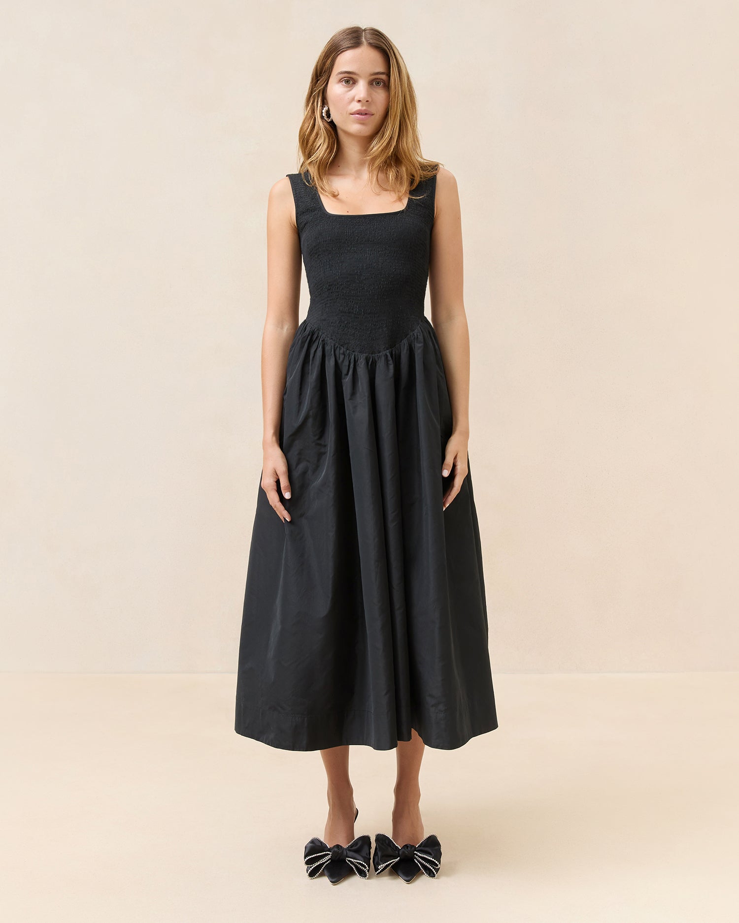 slim fit dress slacks Estelle Black Smocked Dress | Dresses