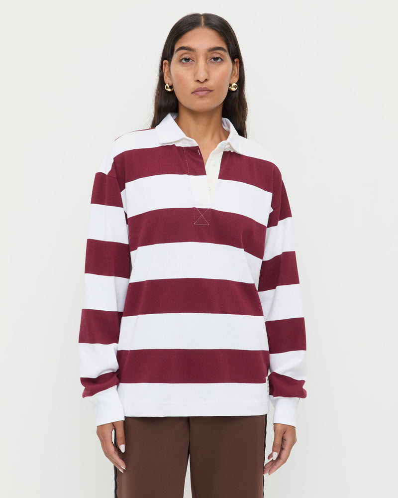 Color: Maroon/White Stripe