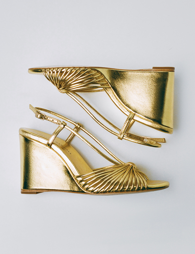 Marren Gold Leather Wedge - Loeffler Randall