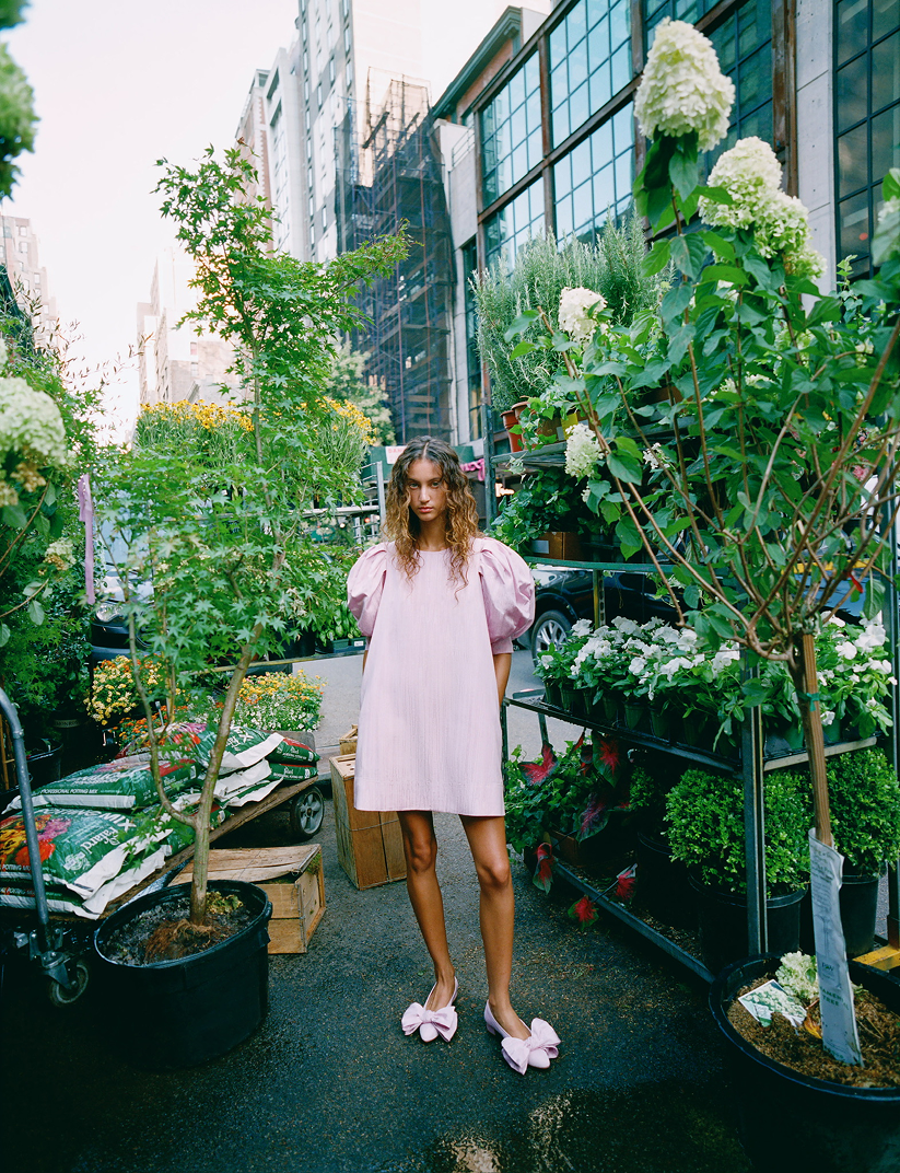 Noa Pink Moiré Bow Flat and Willy Mini Dress in pink moiré - Loeffler Randall