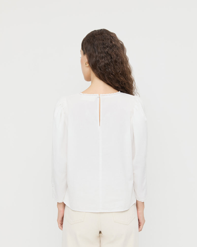Felicity Blouse in cream cotton poplin.