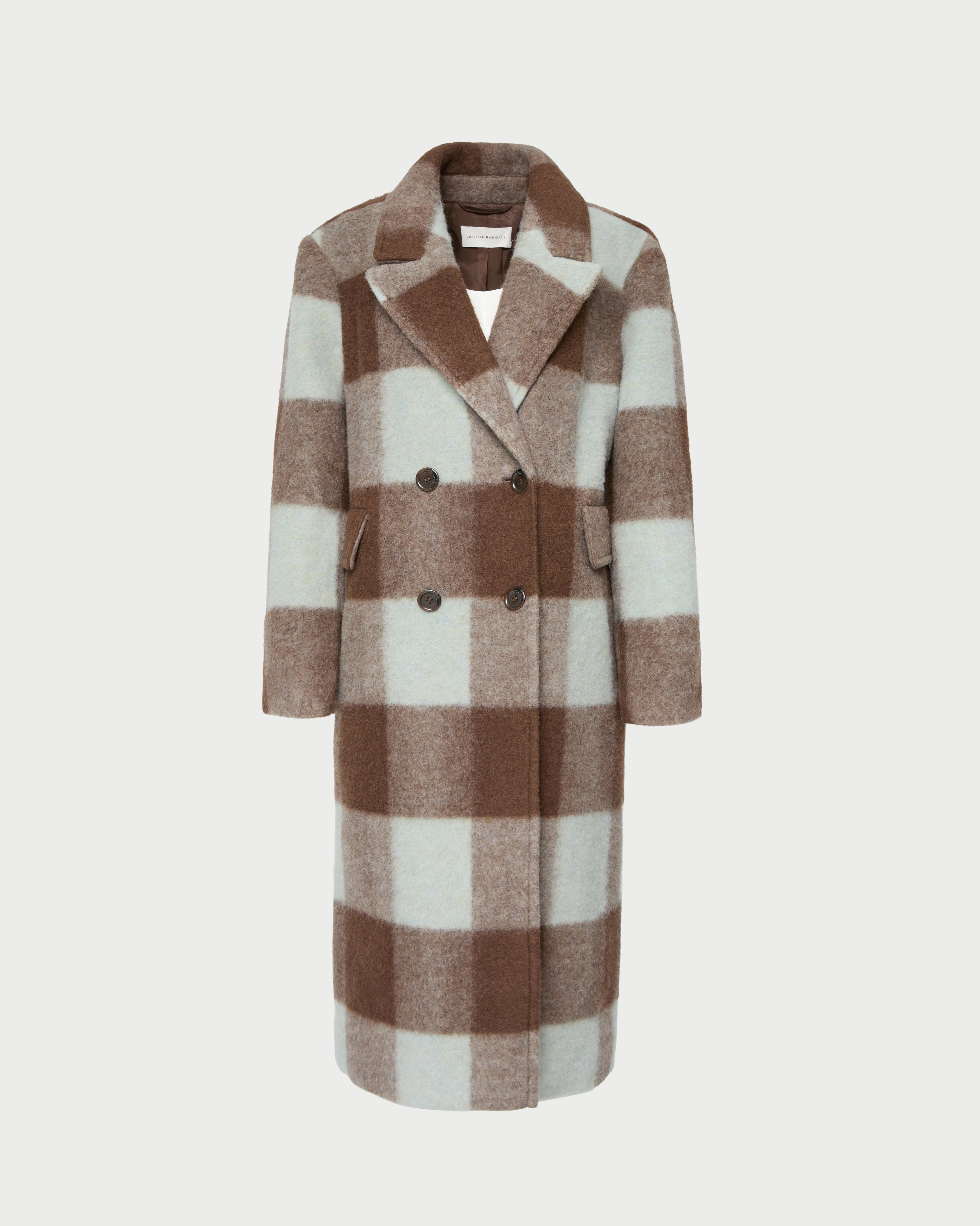 Finley Dark Brown Gingham Wool Coat | Outerwear | Apparel