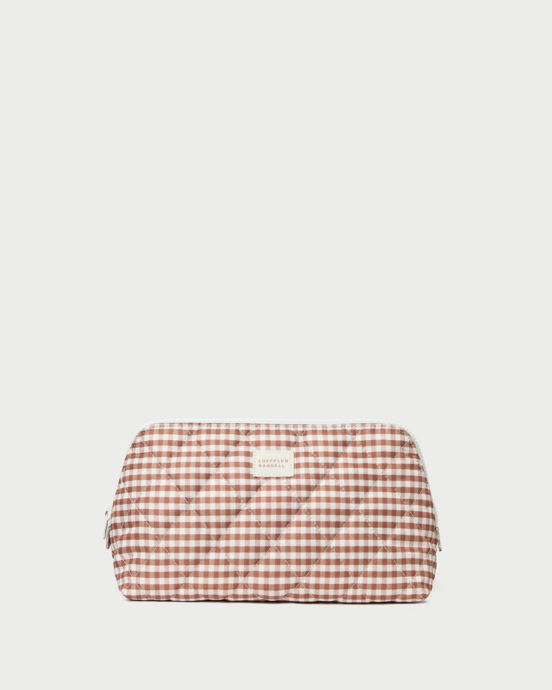 Frances Brown Gingham Cosmetic Pouch