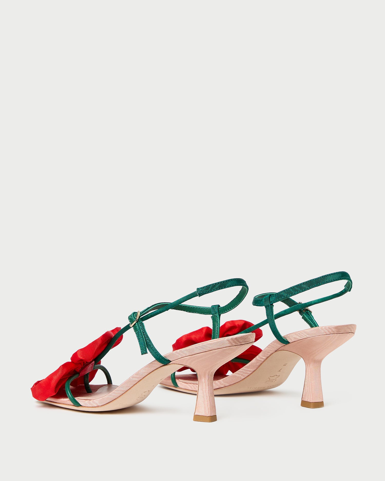 Frank Red/Green Moiré Flower Sandal | Heeled Sandals | Footwear