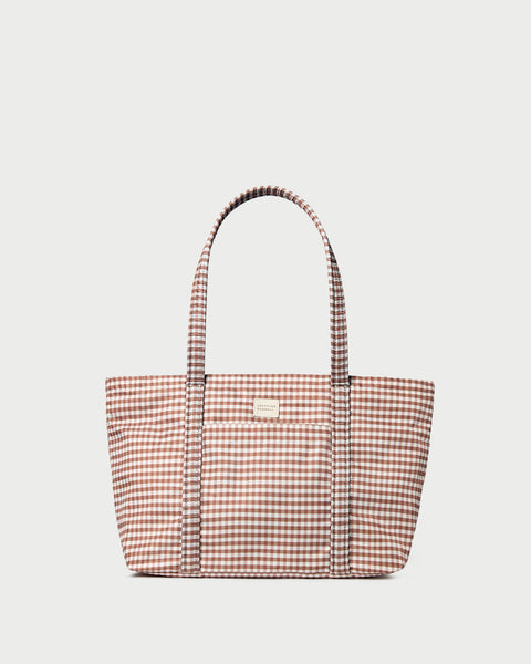 Mira Brown Gingham Everyday Tote | Totes | Handbags