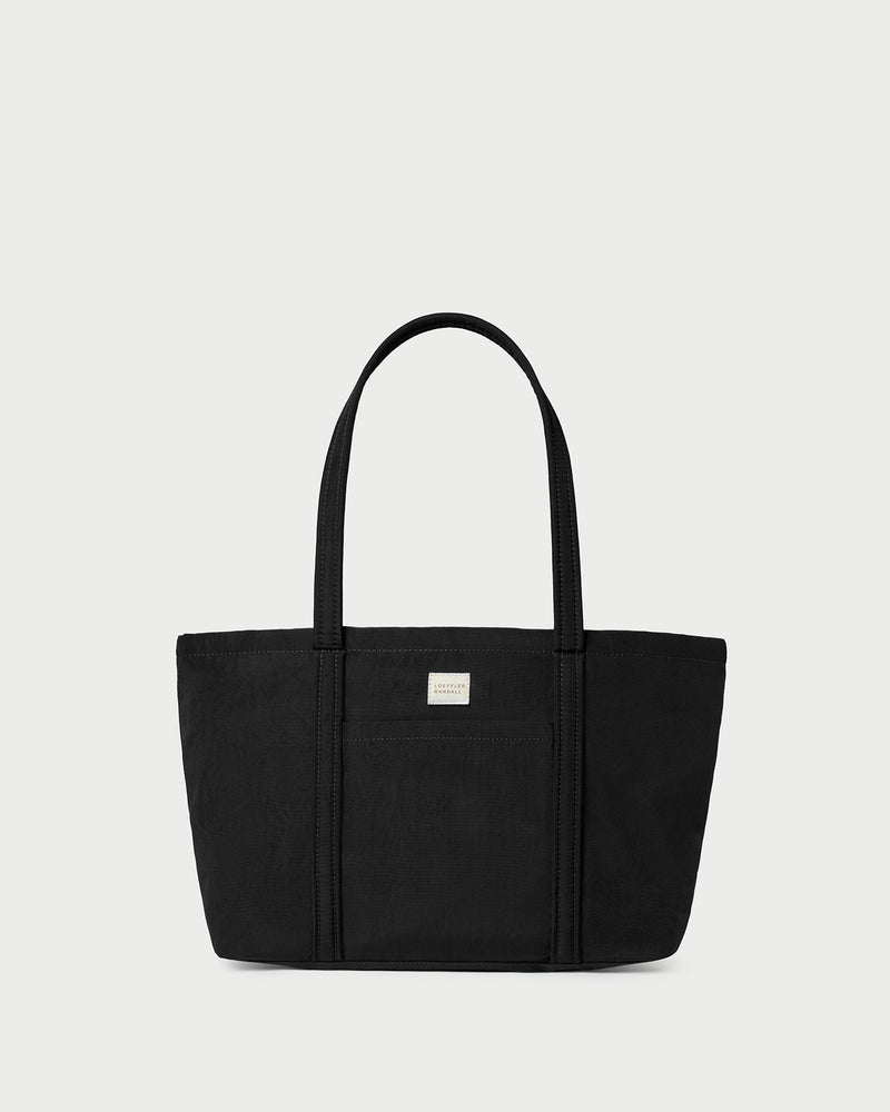 Mira Black Everyday Tote Bag in water-resistant nylon.