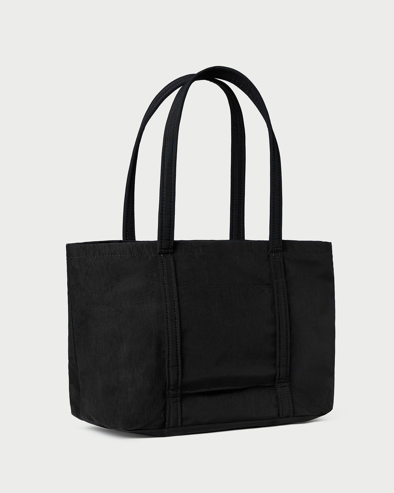 Mira Black Everyday Tote Bag in water-resistant nylon.