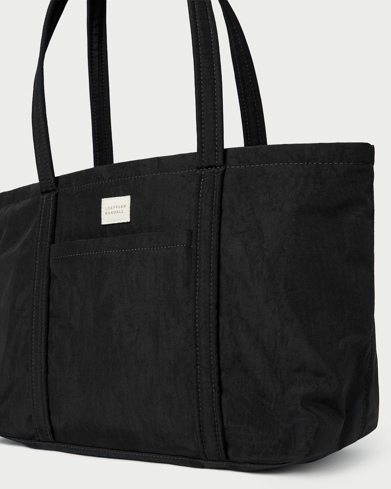 Mira Black Everyday Tote Bag in water-resistant nylon.