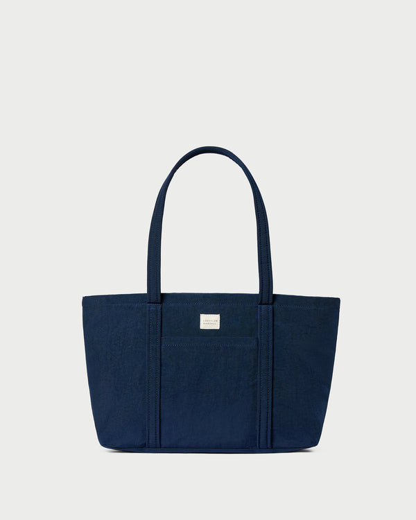 Mira Navy Everyday Tote Bag in navy water-resistant nylon.