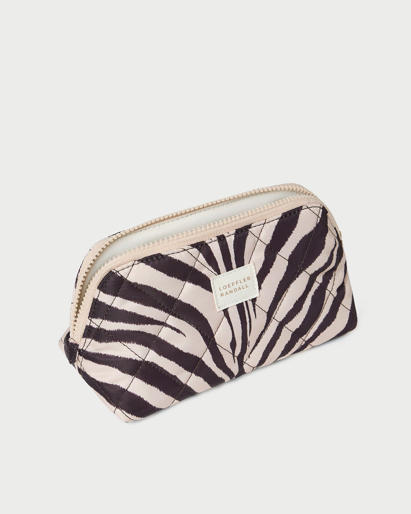 Georgette Zebra Mini Cosmetic Pouch in zebra print nylon.